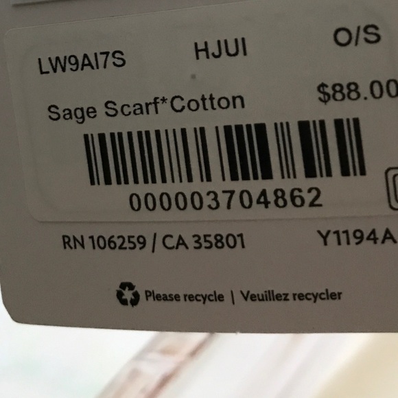 NWT HJUI LULULEMON SAGE COTTON SCARF - - One Size - Picture 6 of 8
